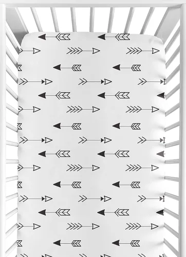 Miniatura 7 de Sábana bajera ajustable para cuna para bebé o niño pequeño en blanco y negro para colección de parches rústicos por Sweet Jojo Designs flecha negra