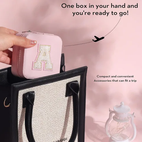 Miniatura 6 de Parima Joyero de viaje - Joyero con iniciales para niñas, joyero de viaje, estuche de viaje para joyería, regalos personalizados para niñas, regalos