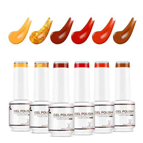 Miniatura 9 de Nicedeco Esmalte de uñas de gel sin hema, 6 colores, sin crueldad, vegano, rojo, borgoña, rojo, brillante, esmalte de uñas en gel para manicura