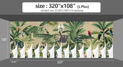 Miniatura 44 de Papel pintado botánico de selva tropical Hojas verdes de planta murales Estética para decorar habitación Sala de estar Fondo de TV Gran mural de B033