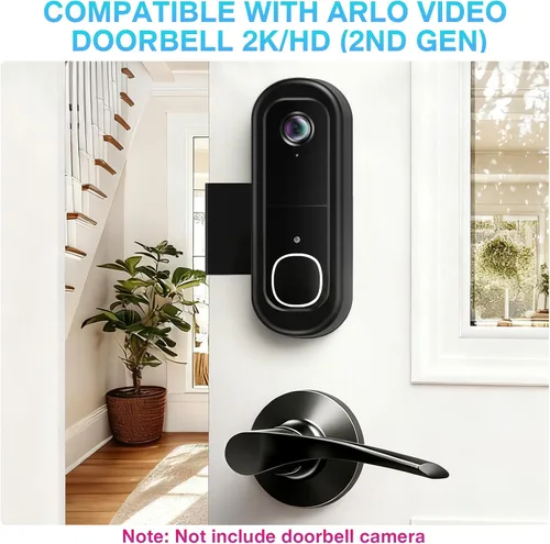 Miniatura 7 de Soporte antirrobo para timbre compatible con Arlo Video Doorbell 2K/HD (2ª generación), soporte de montaje ajustable sin taladro para cámara de Negro