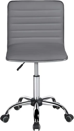 Miniatura 11 de Topeakmart Silla de trabajo con respaldo medio, respaldo bajo, de cuero, giratoria, para oficina, computadora, escritorio, retro, sin brazos, Negro