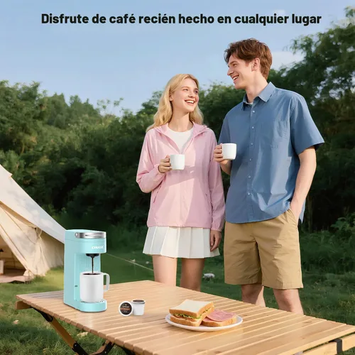 Miniatura 7 de CHULUX Cafetera delgada de una sola porción, cafetera ligera K-pod para viajes y hogar, color cian