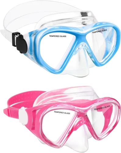 Miniatura 13 de ACQCES Gafas de natación para niños, máscara de buceo para niños y niñas de 5 a 15 años, gafas de natación antivaho de dos colores con cubierta