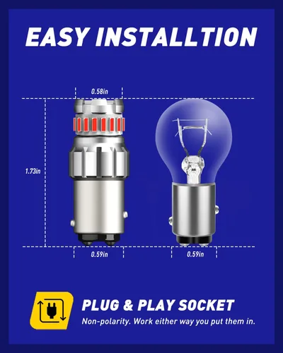 Miniatura 8 de AUTOONE Bombilla LED roja 1157 para luces de freno, bombillas LED BAY15D 2057 2357 7528 para luz trasera, 300% más brillantes, Canbus listas
