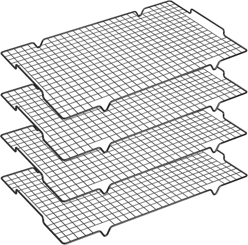 HULISEN Paquete de 4 estantes de enfriamiento - 40.6 cm x 25.4 cm, estante de hornear de alambre antiadherente con asa, se ajusta a media bandeja