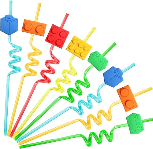 Miniatura 10 de Pajitas reutilizables para helados, suministros de fiesta, 24 piezas de plástico para cupcakes, divertidos, lindos, largos, locos, tontos