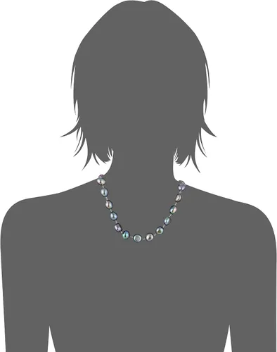 Miniatura 2 de Plata de ley 1111.5mm de agua dulce perla cultivada barroca Strand, 18", plata de ley, Negro, NH551-3-02