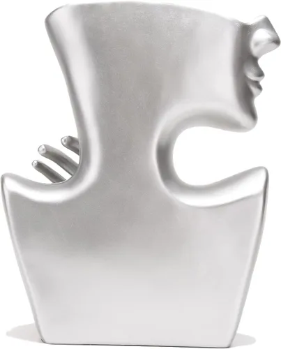 Miniatura 4 de BRABUD Maceta de resina de media cara con cabeza de plata, maceta para interiores y exteriores, moderna decoración para el hogar, habitación