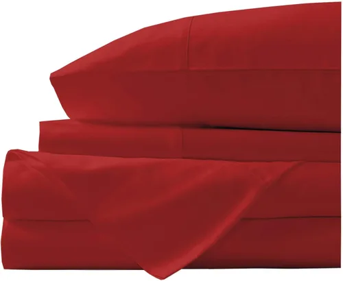 Miniatura 2 de BedDecor Juego de funda de edredón de 5 piezas con forro plateado de 600 hilos, 100% algodón egipcio (individual/individual XL, rojo sangriento)
