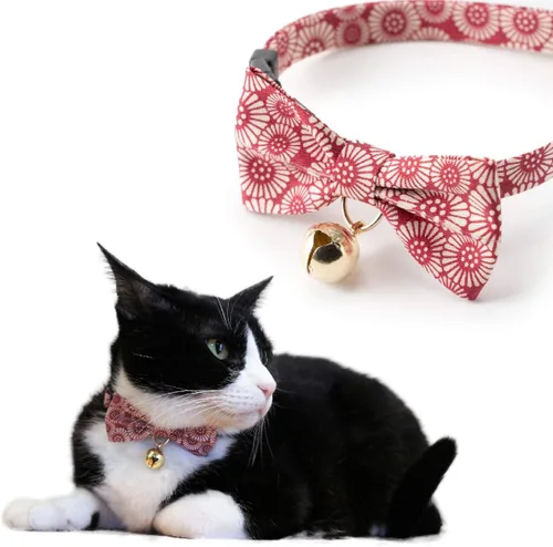 Miniatura 11 de Necoichi Kiku Ribbon Bow Tie Cat Collar (azul bebé)