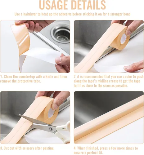 Miniatura 5 de Cinta selladora de baño, impermeable, cinta de calafateo de esquina de pared, cinta autoadhesiva simple para cocina, inodoro, bañera, baño