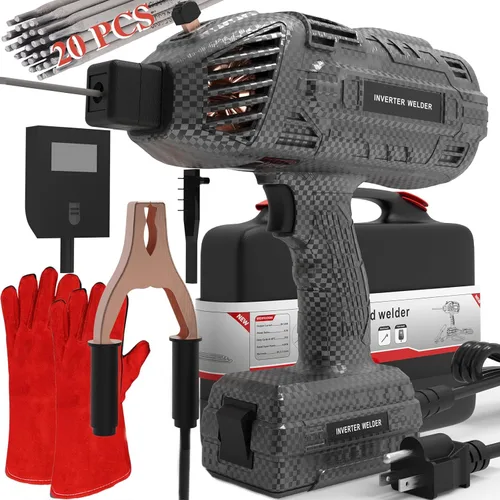 Soldador de mano, soldador portátil 20-140A, 110V, inversor IGBT, soldador de mano, 20 varillas de soldador portátil de mano, pistola de soldadura