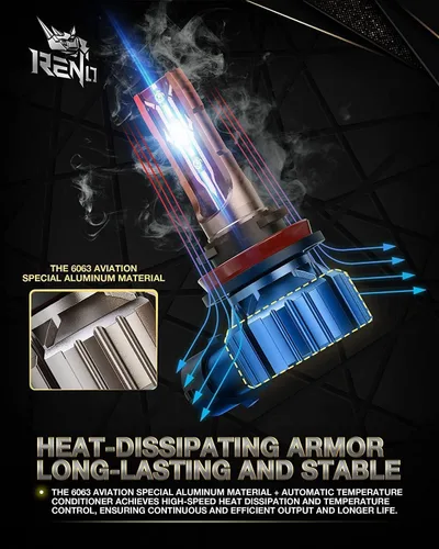 Miniatura 3 de RENO Combo de bombillas 9005 H11, bombillas antiniebla H11 9005 sin ventilador 6500K 800% más brillantes 9005 H11 bombillas antiniebla auxiliar