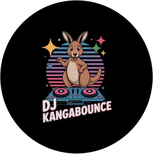 Miniatura 3 de DJ Kangabounce Kangaroo Party DJ Retro Tocadiscos Vibes PopSockets Adhesivo PopGrip