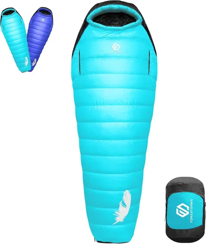 Saco de dormir de plumón de 32/15 grados F, 550/650 plumón de potencia de relleno de plumón para clima frío, saco de dormir para adultos,