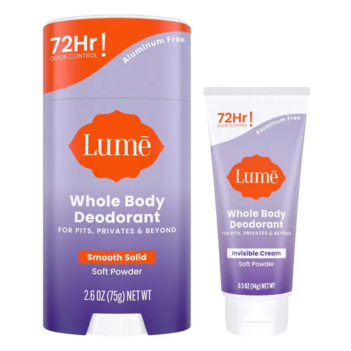 Miniatura 12 de Lume Desodorante para Todo el Cuerpo - Tubo de Crema Invisible Mini y Paquete de Barra Sólida - Control de Olor de 72 Horas - Sin Aluminio