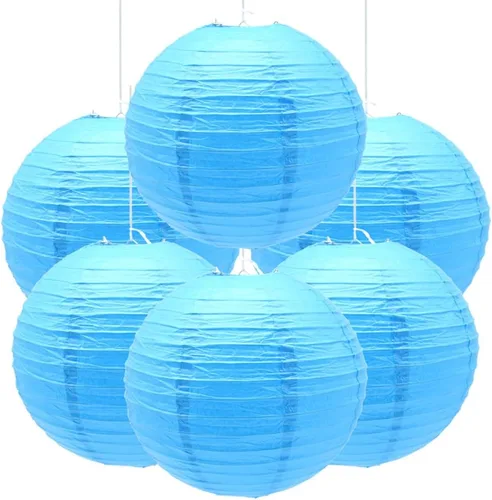 Miniatura 13 de 6 linternas de papel decorativas redondas colgantes