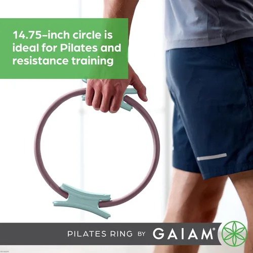 Miniatura 3 de Gaiam Anillo de Pilates Fitness Circle – Mangos acolchados de espuma ligera y duradera, equipo de ejercicio de resistencia flexible para tonificar