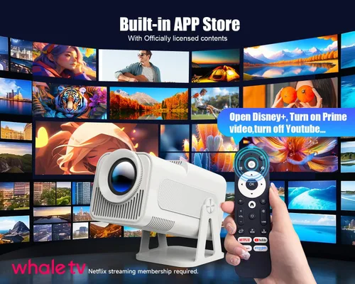 Miniatura 7 de [Licencia de Netflix] Magcubic Mini proyector con WiFi y Bluetooth, Android 13 integrado, proyector inteligente portátil 1080P con soporte 4K, Blanco