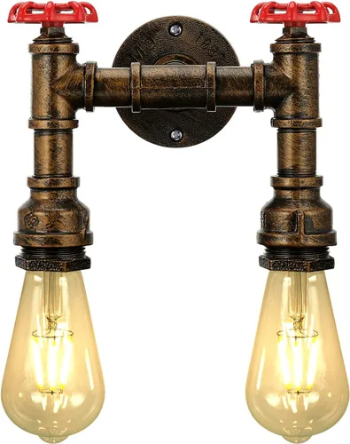 Miniatura 12 de Kawell Lámparas de pared vintage industriales retro lámpara de pared creativa tubo de agua lámpara de pared hierro arte E26 60W Max para dormitorio