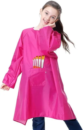 Miniatura 9 de Bata de arte para niños, delantal impermeable con bolsillo para niños, batas de pintura de artista con manga larga para niños y niñas