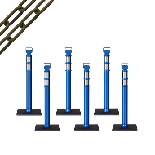 Miniatura 73 de Trafford Industrial - Paquete de 6 postes de delineador de 45 pulgadas, collares reflectantes de 3 pulgadas, base de goma de 10 libras