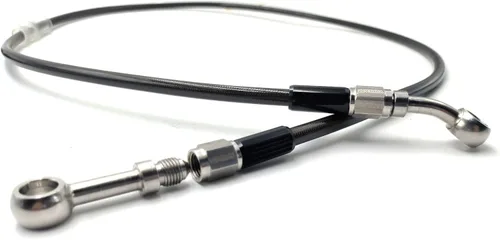 AN3 M10 Manguera de freno de motocicleta de acero inoxidable trenzado negro Tubo de aceite de línea de freno de motocicleta con ajuste de acero