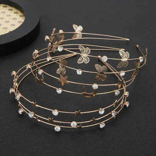 Miniatura 6 de Beaupretty 3 diademas de fiesta de diamantes de imitación de metal para niñas, damas de honor, novia, diamantes de imitación y diademas decorativas
