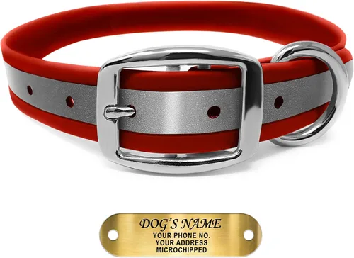 Miniatura 9 de Regal Dog Products Collar Reflectante para Perro con Placa de Nombre Grabada Personalizada Collares para Perro Personalizados de Biothane Rosa