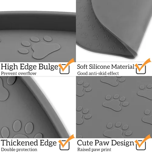 Miniatura 4 de KPWACD Alfombrilla de alimentación para mascotas para perros y gatos, alfombrilla de silicona para mascotas antideslizante impermeable para tazones