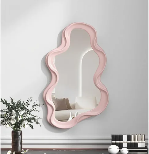 Paquete de 1 espejo decorativo de pared blanco para dormitorio, espejos minimalistas modernos, entrada, dormitorio, sala de estar, irregular (A - A
