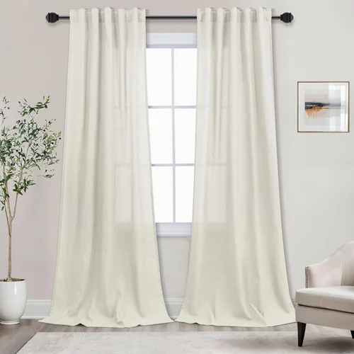Miniatura 102 de Cortinas de lino azul claro de 90 pulgadas de largo para sala de estar, dormitorio de niñas, guardería, decoración acogedora de verano, bolsillo
