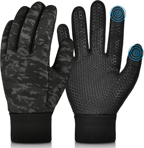 Guantes cálidos de invierno para niños con agarre, guantes térmicos de forro polar para correr, ciclismo, pantalla táctil, clima frío, suaves y