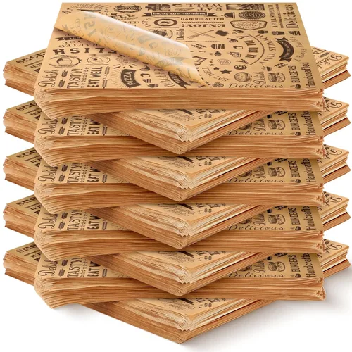 Miniatura 16 de 1000 piezas de hojas de papel encerado para delicatessen de 12 x 12 pulgadas, resistentes a la grasa, forros para bandejas canasta, papel de Blanco