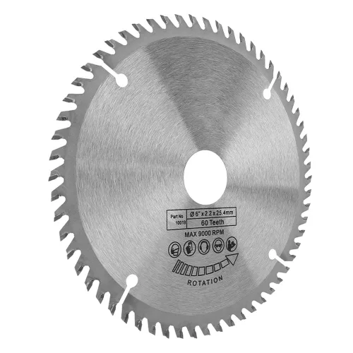 Miniatura 9 de Hoja de sierra circular de 6 pulgadas 60 dientes para corte de madera, madera contrachapada de madera contrachapada, acabado de madera