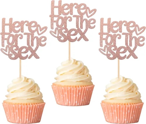 Rsstarxi Paquete de 24 decoraciones para cupcakes con purpurina para revelación de género, para baby shower, niños, decoración de pastel de Diseño 1