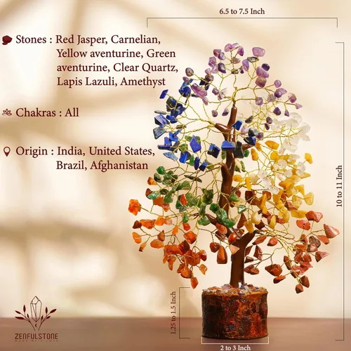 Miniatura 2 de Árbol de cristal de 7 chakras, árbol curativo de piedras preciosas para energía positiva, decoración de árbol de cristal para oficina en casa, árbol