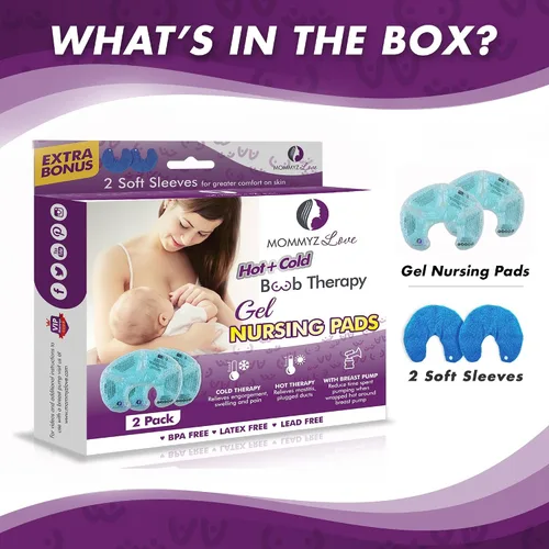 Miniatura 2 de Kit básico de lactancia materna: almohadillas de lactancia de gel para terapia de senos fríos y calientes + almohadillas de lactancia orgánicas