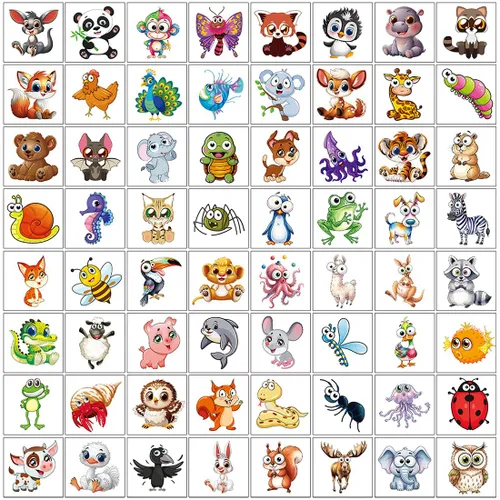 Miniatura 3 de Tatuajes temporales de animales para niños, 160 piezas de tatuajes más grandes mezclados lindos animales, regalos de fiesta, regalos de Navidad
