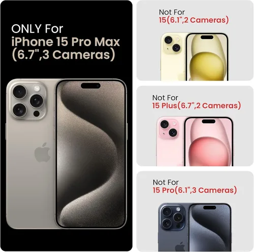 Miniatura 6 de FireNova Funda diseñada para iPhone 15 Pro Max, Funda de Teléfono de Silicona Mejorada [Protección de Cámara] con [2 Protectores de Pantalla], Forro