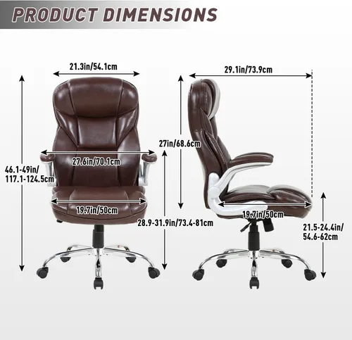 Miniatura 3 de Silla de oficina grande y alta, asiento ancho de 400 libras, silla de oficina ergonómica de piel sintética, silla de oficina ajustable y giratoria