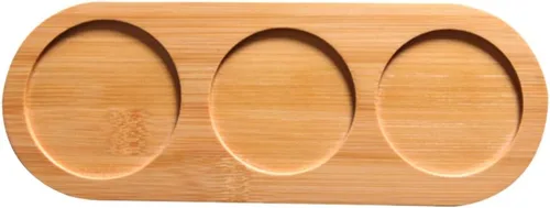 Miniatura 7 de Ochine Bandeja redonda de madera para servir, soporte para molino de pimienta y sal y descanso, se adapta a muchos molinos y cocteleras, soporte