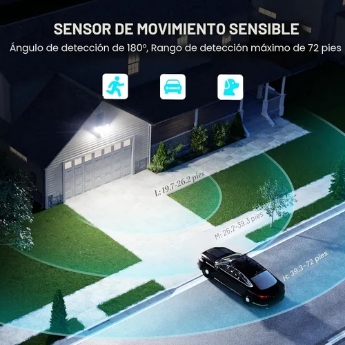 Miniatura 5 de Abovizo Luces de seguridad LED de 85 W con sensor de movimiento para exteriores, 8500 lm de atardecer al amanecer, IP65 impermeable, 6500 K, luz