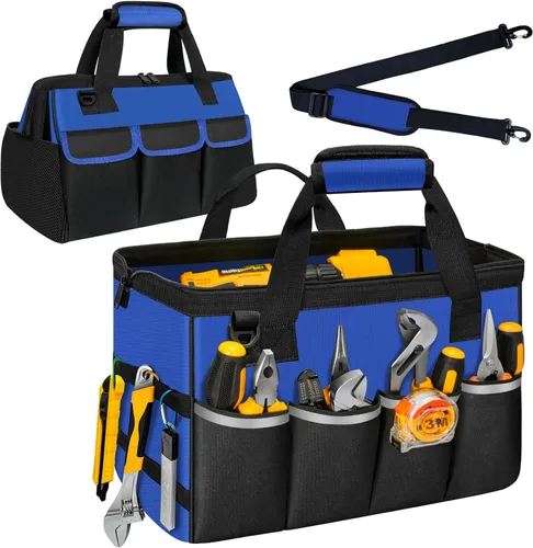 Miniatura 12 de NECKORY Bolsa de herramientas, organizador de caja de herramientas portátil con correa de hombro ajustable, bolsa de transporte de herramientas