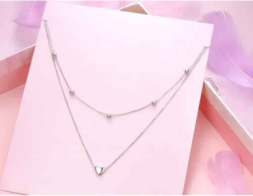 Miniatura 3 de DAOSHANG Collares en capas para mujer de plata de ley S925, collar lindo de doble capa de corazóncírculopata de perro, estrellalunaestrella