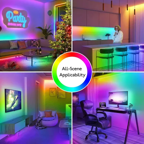Miniatura 4 de Cuerda de neón direccionable de 16.4 pies y 16.4 ft, WS2811 RGB LED persiguiendo luces digitales MagicRGB cuerda de silicona impermeable cuerda