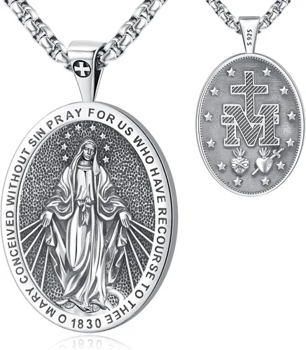 Miniatura 36 de Eusense Saint Necklace Sterling Silver 925 Protection Jewelry for Men Women Patron St Medals Amulet Pendant