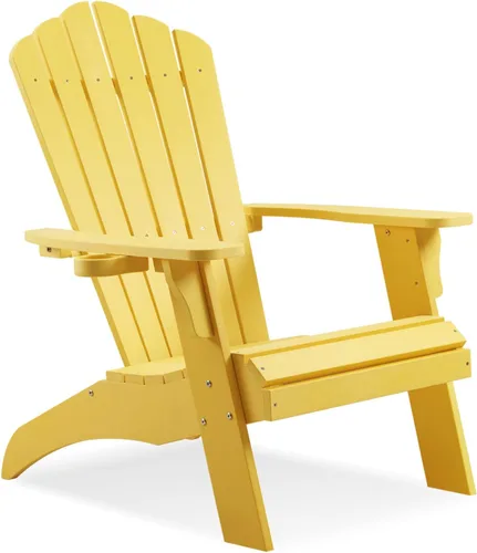 Miniatura 34 de Psilvam Silla Adirondack, silla para hoguera de madera de polietileno de gran tamaño con soporte para tazas, sillas de patio de soporte de 350 Blanco