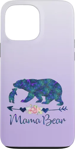 Miniatura 24 de Teal Blue Purple Floral Mama Bear and One Cub Silver Purple Case for iPhone 17